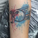 Tattoo mit dem Adler-Mannheim Logo am Unterarm