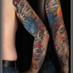 Sleeve im Asiatischen Stil mit Blumen und Wellen